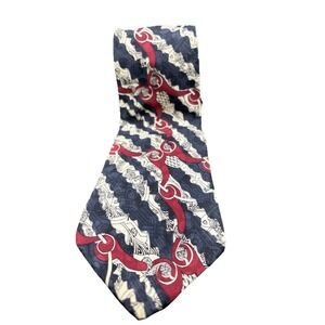Alexander Lloyd Red Blue And Cream Silk Tie 4"x 64" Extra Long